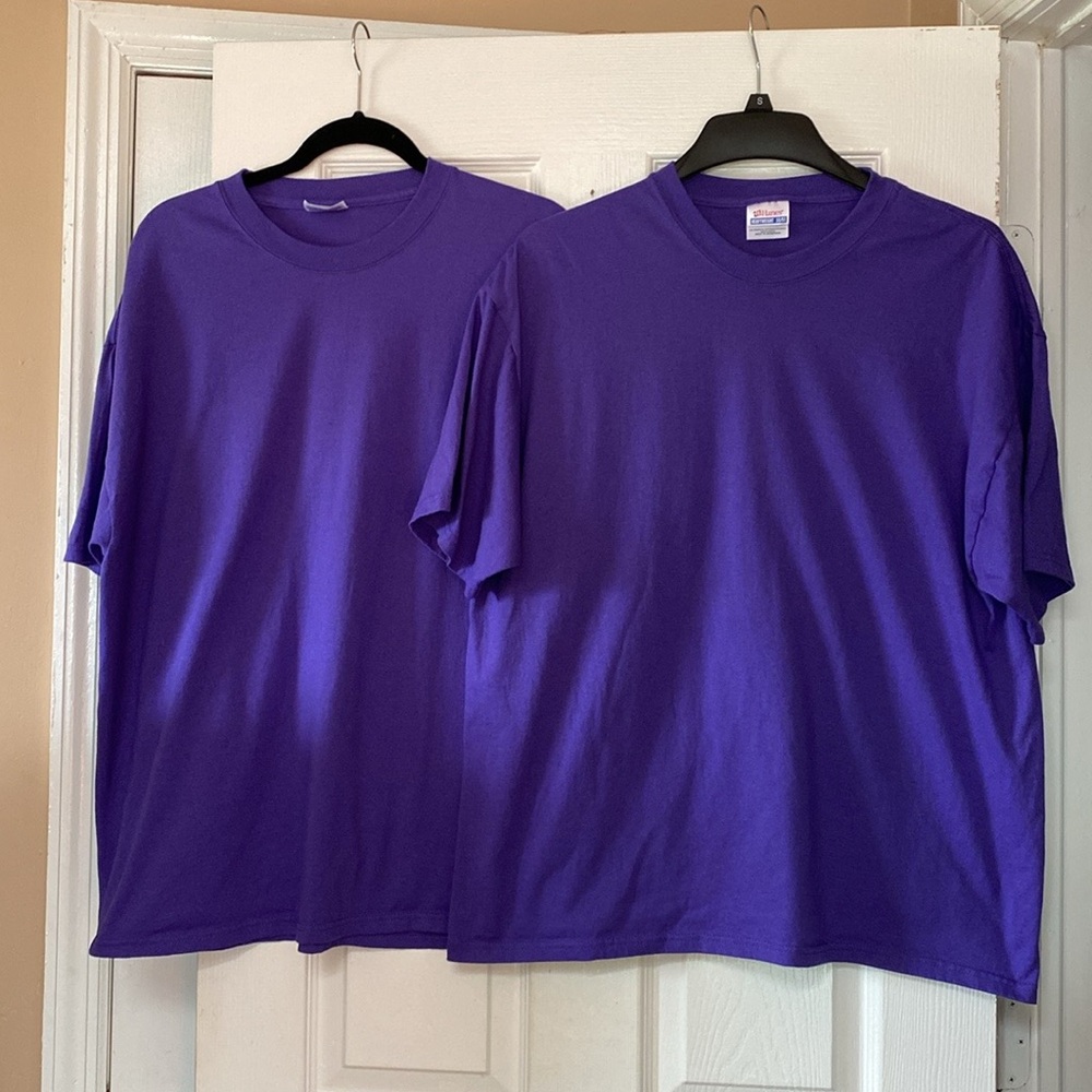 Hanes Heavyweight 50/50 Purple Crew Neck Short Sleeves Shirts